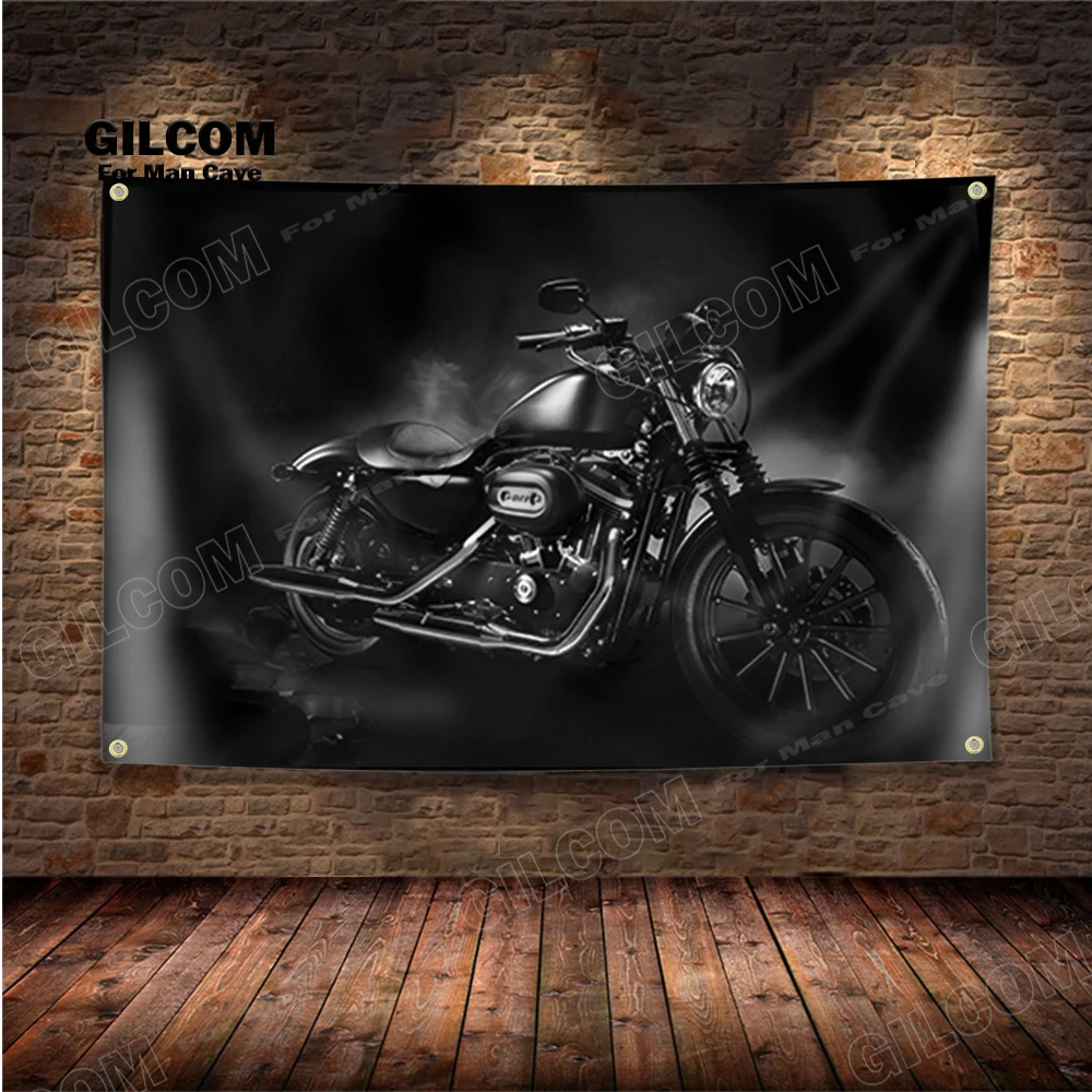 Moto Darkness Banner Flag motociclista Poster Wall Art AD Vintage Sign Dark Motor Car Man Cave Garage Pub Club Bar