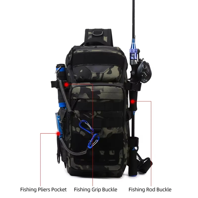 Men\'s Fishing Chest Bag Tactical Backpack Sports Shoulder Outdoor Fanny Pack Hiking Climbing Cycling Sling Bags Camping Bag