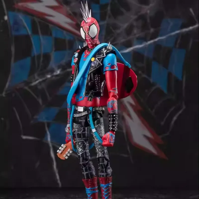 New Bandai SHF Punk Spider-Man Across the Universe series modle Pvc double end hands feet movability Desktop decoration toy