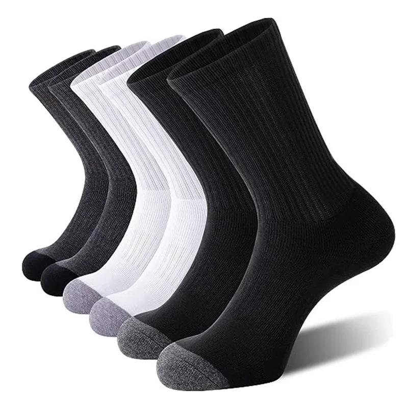 6 Pairs Men\'s Socks  Athletic Crew Socks Full Cushioned Work Boot Socks Outdoor Sport Running Socks Breathable Basketball Socks