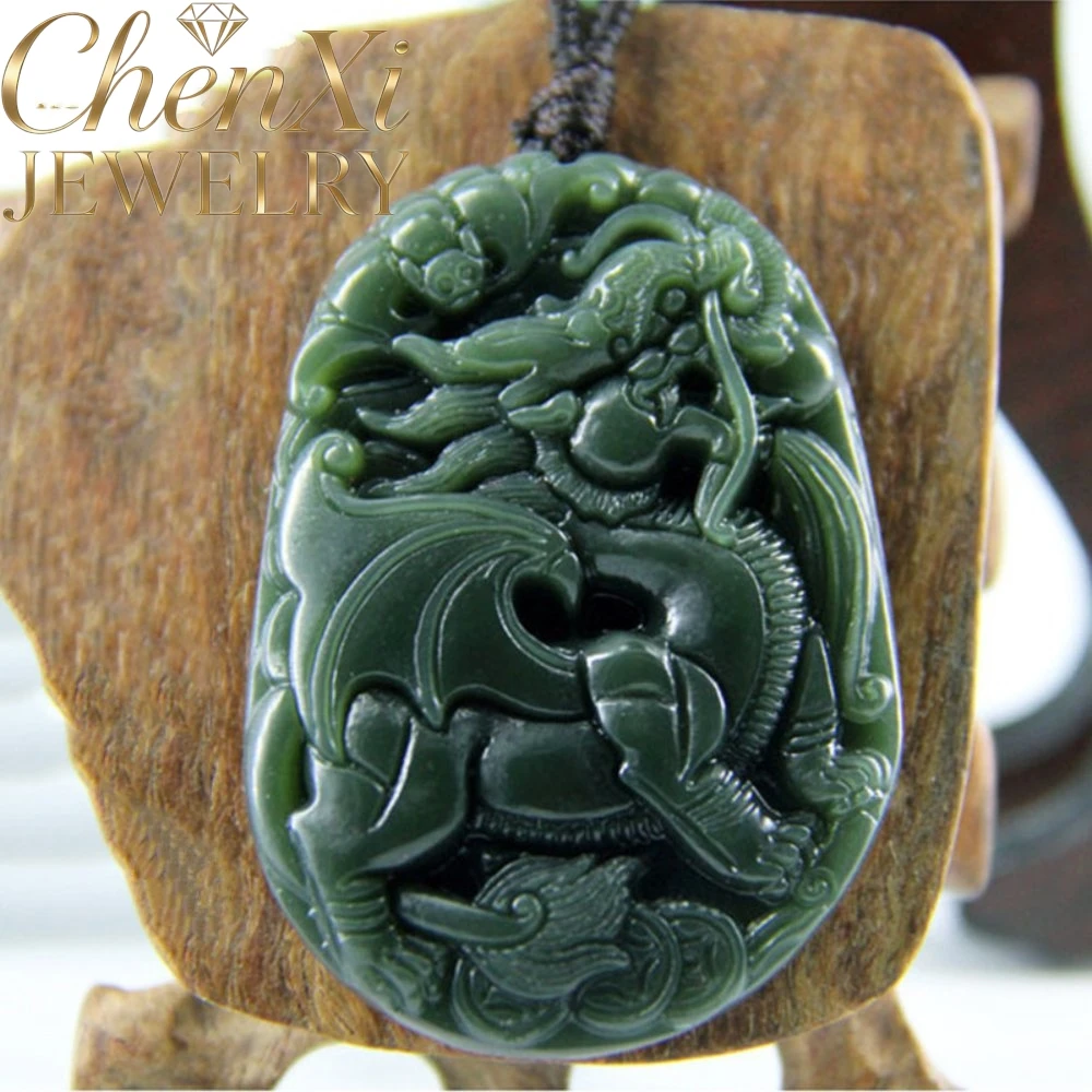 

Natural Hetian Green Jade Kirin Pendant Carved Auspicious Beast Traditional Blessing Jade Charm Best Elegant Jewelry Ideal Gift