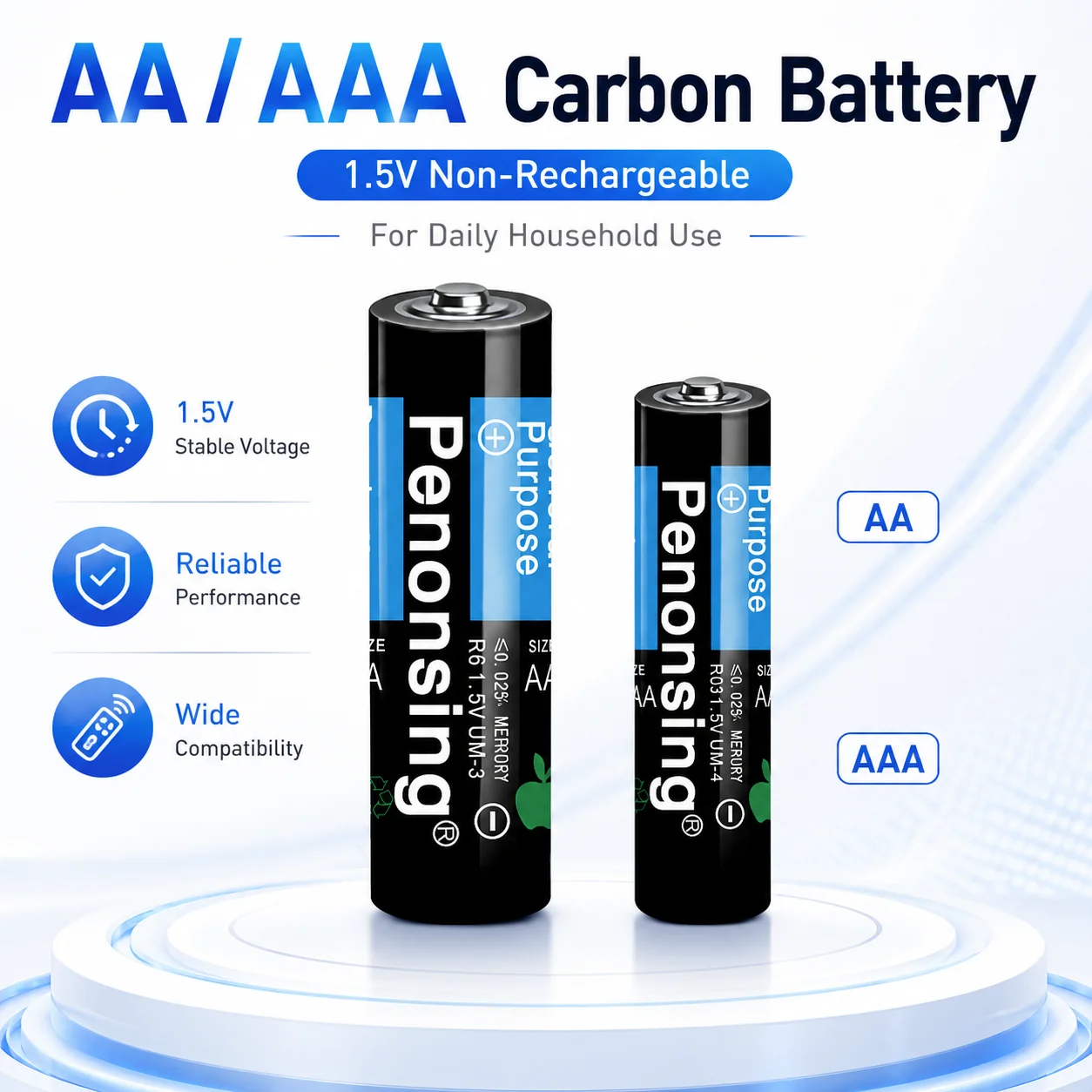 AA AAA Zinc Carbon Battery 1.5V Non-Rechargeable R6 R03 Dry Cell Batteries for Remote Control Clock Toy Household Devices