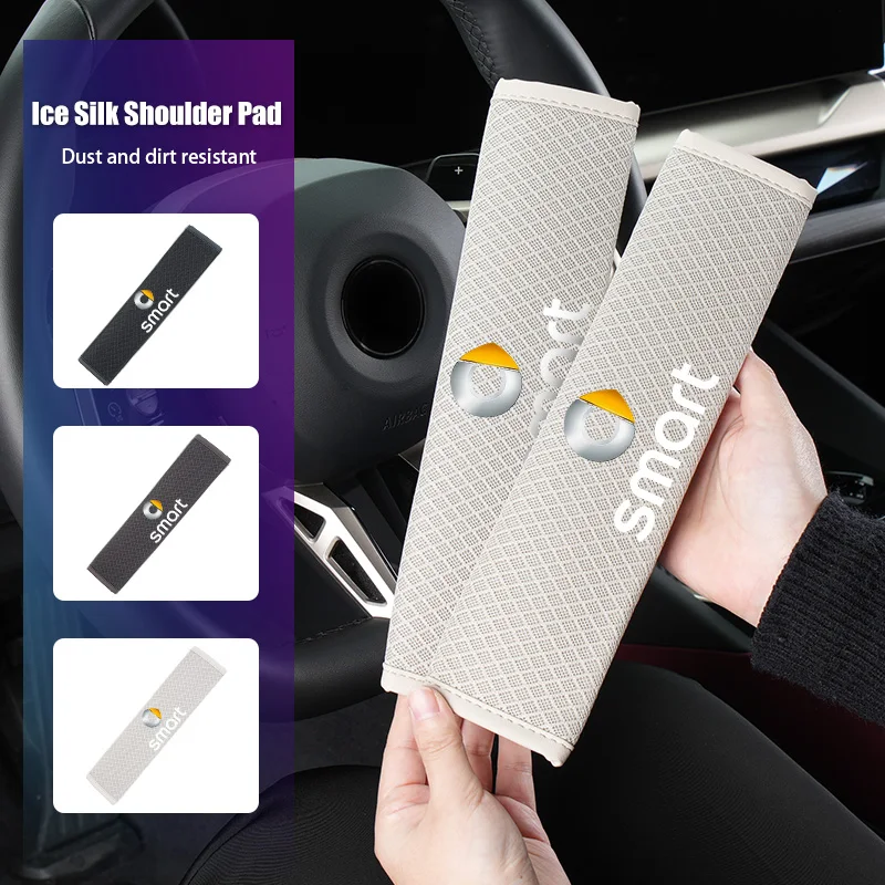 Breathable Ice Silk Abrasion Car Caraccessories Seat Belt Shoulder Protector For Smart Fortwo 451 450 453 Forfour EQ Cabrio Cros