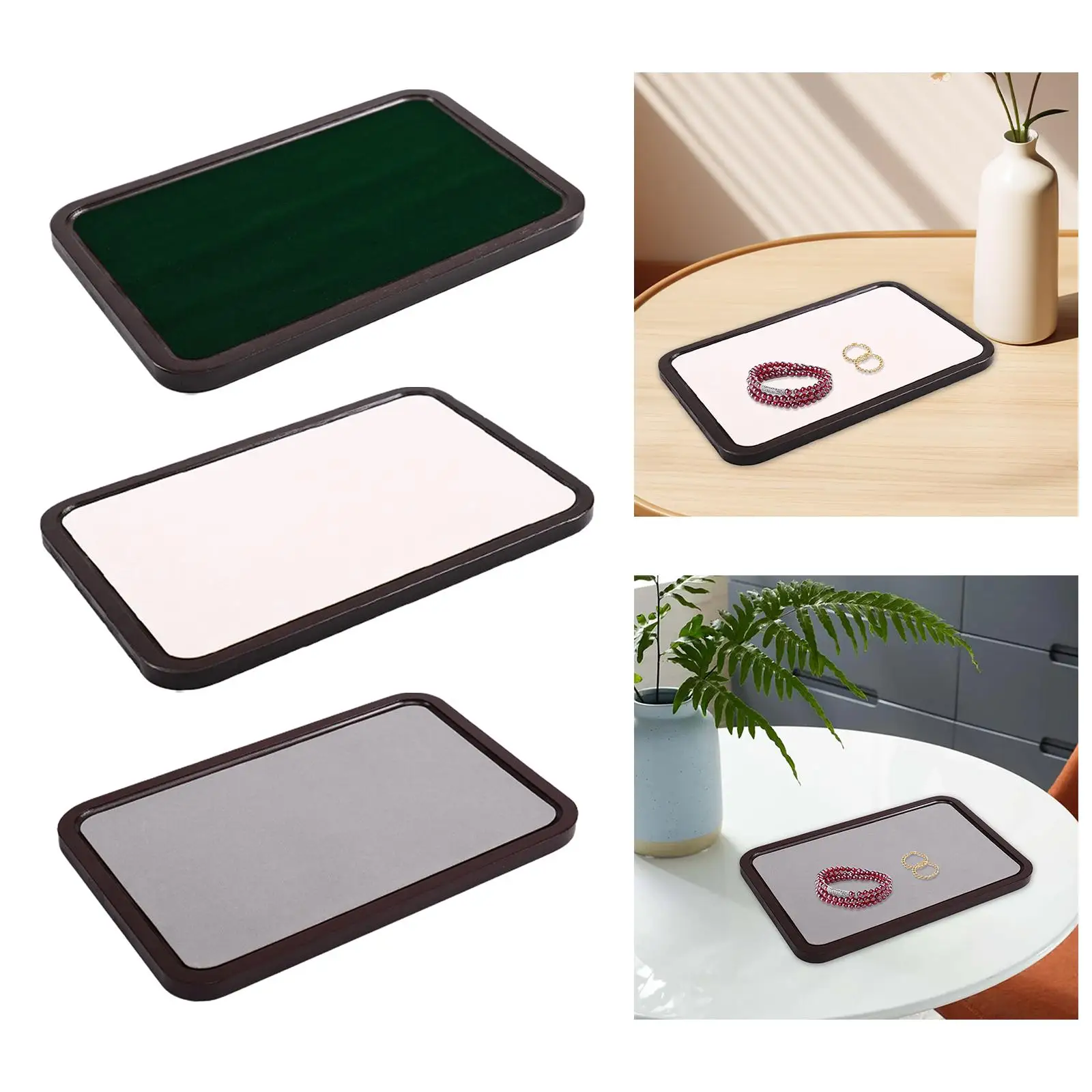 

Jewelry Display Tray Solid Wood Flat Organizer Microfiber Jewelry Holder Jewelry Tray for Showcase Drawer Show Vendors Earring