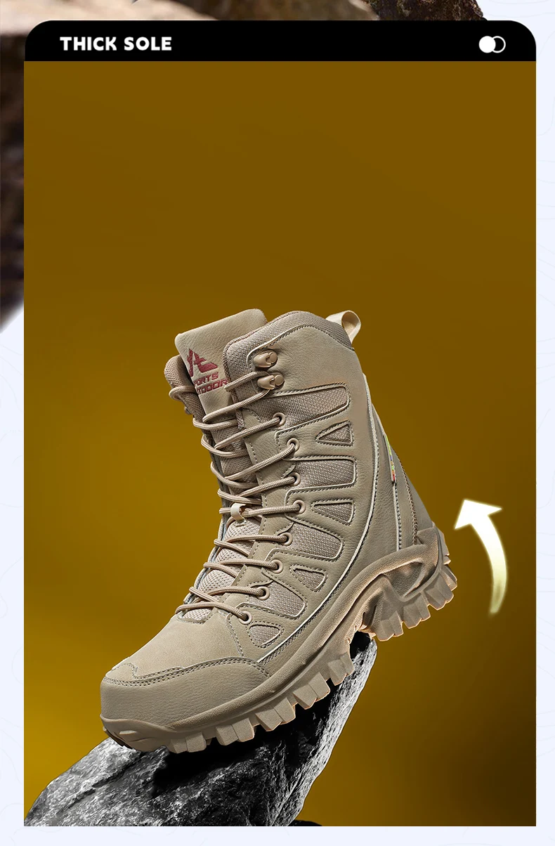 Männer Bergsteigen Schuhe Im Freien Nicht-slip Taktische Stiefel Wüste Boot Atmungsaktive Leder Obermaterial High Top Feld Training Sicherheit schuh – Detail 7