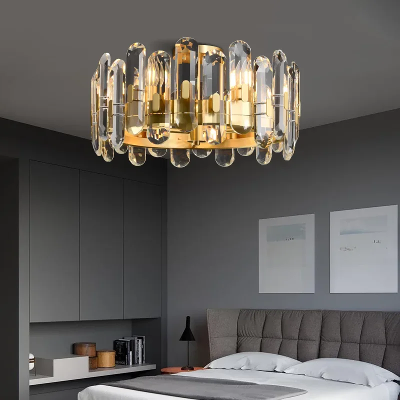 Europe Luxury Brass Crystal Chandelier Led Gold Pendant Light Classical Cristal Lustres Home Decor Light Fixture for Living Room