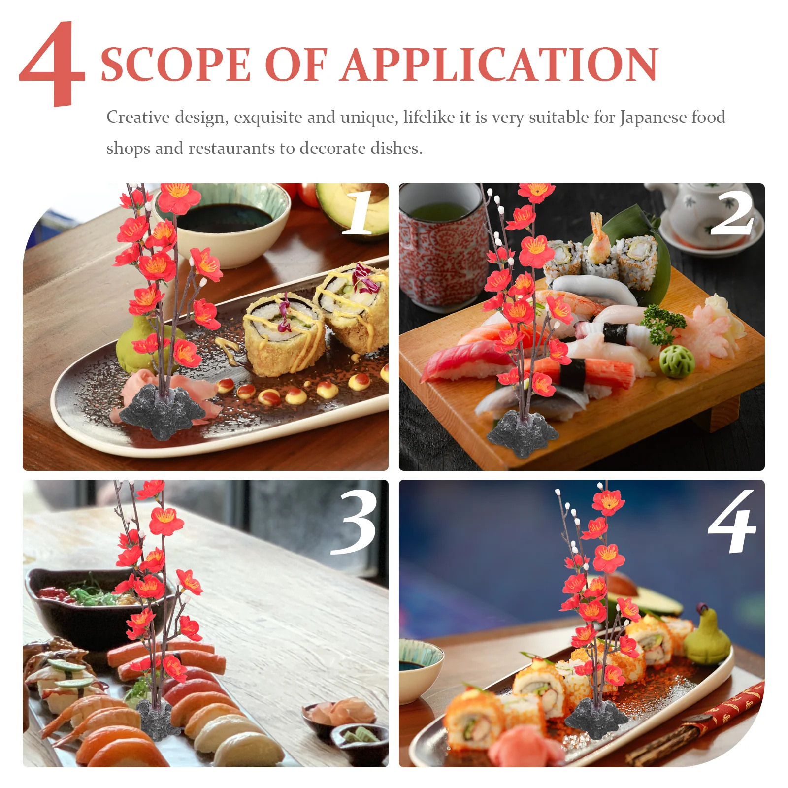 

2pcs Cold Decorations Fake Decors Food Flower Sashimi Plate Decor Dish Plant Decor Restaurant Dish Decoration Ice Food Tray