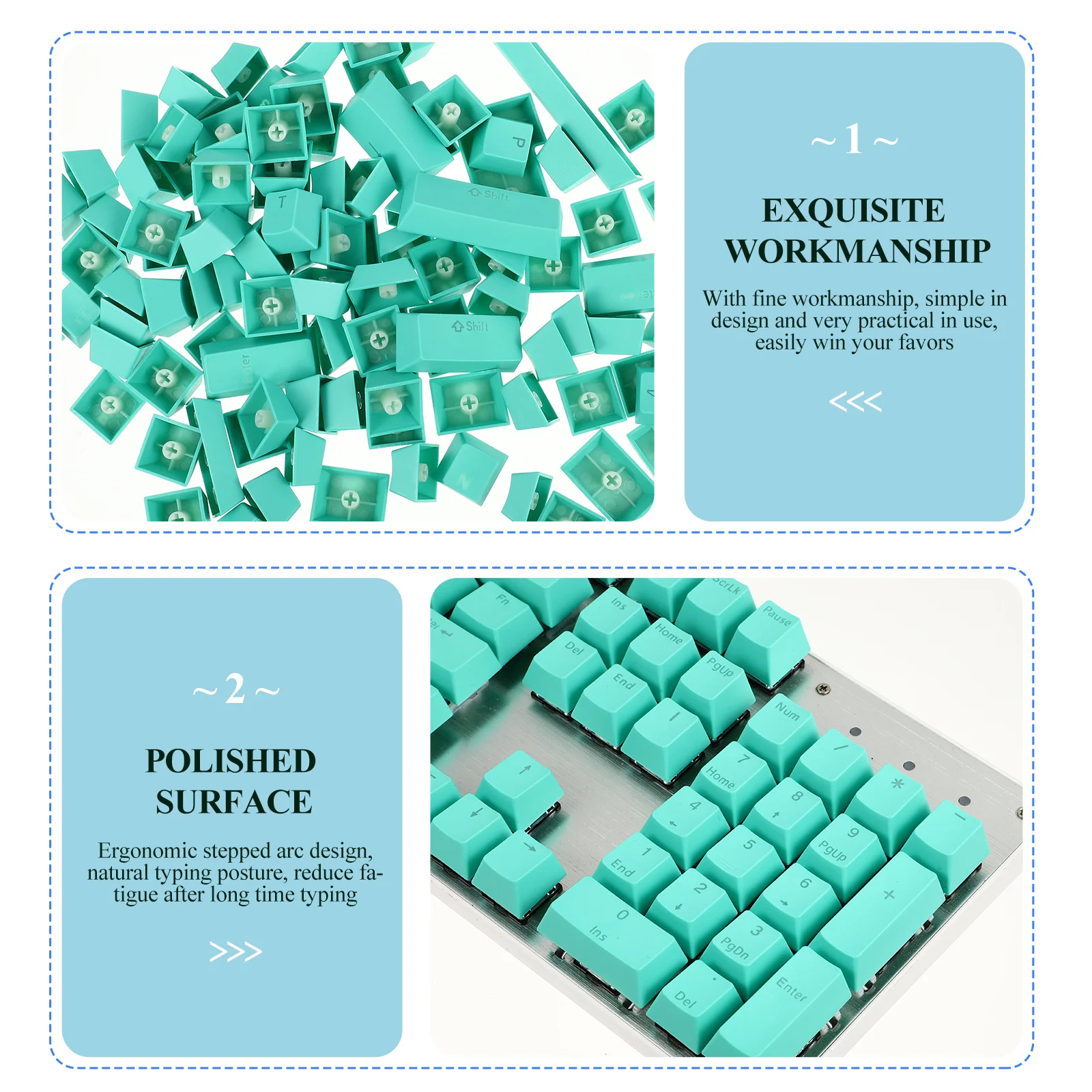 

1 set Pbt Keyboard Cap Premium Material Keycap Set Durable Engraved Characters Vacuum Plating Anti-Peel Ergonomic Design