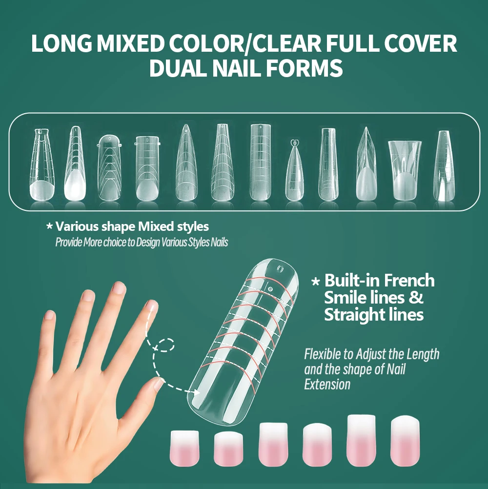 Nailpop Bunte Dual-Form-Nagelformen, 75/288/360 Stück, mehrere Formen für Gelverlängerungen, wiederverwendbar, für den professionellen und privaten Gebrauch – Detail 3