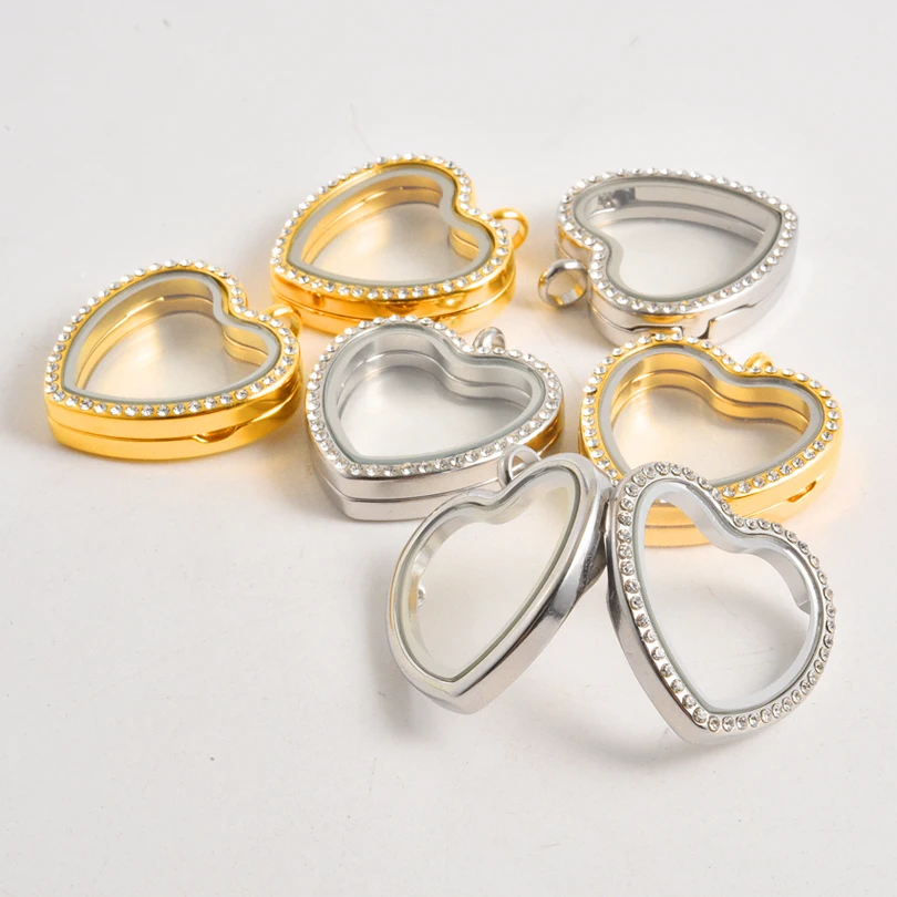 1Pc Chic Stainless Steel Heart Love Memory Relicario подвески For Cremation Ashes Openable Glass Floating Locket Pendant Jewelry