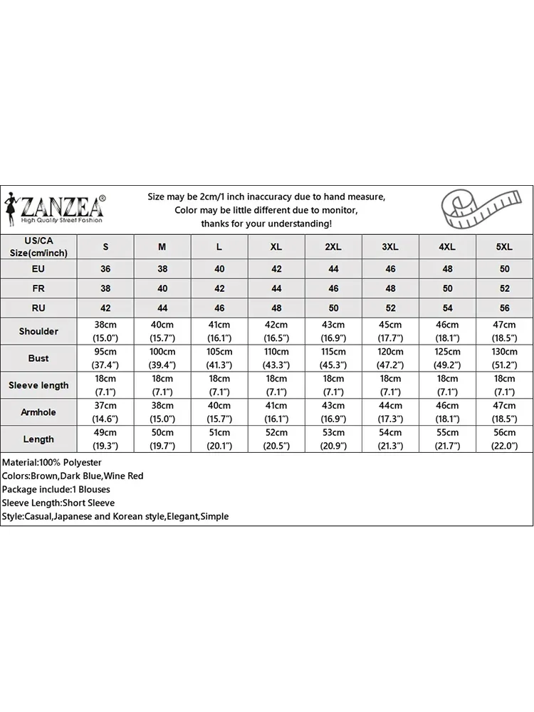 ZANZEA 2025 Estate Magliette e camicette Delle Donne di Modo Coreano Camicetta di Chiffon Elegante Manica Corta Solido Camicia Tunica Casual Allentato Volant Orlo Blusa