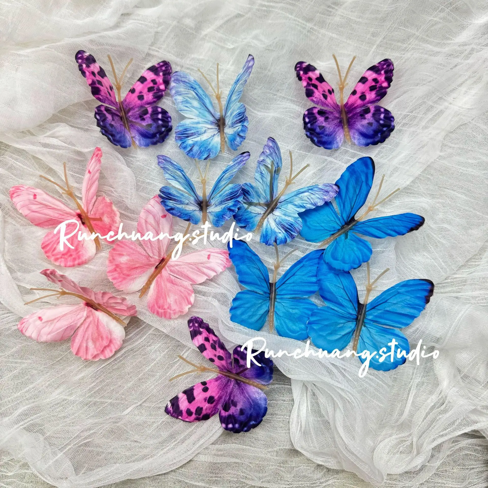 DIY Multicolor Silk Artificial Butterflies Wedding Backdrop Decoration 3D Handmade Butterfly for Kid's Bedroom Wall Home Window