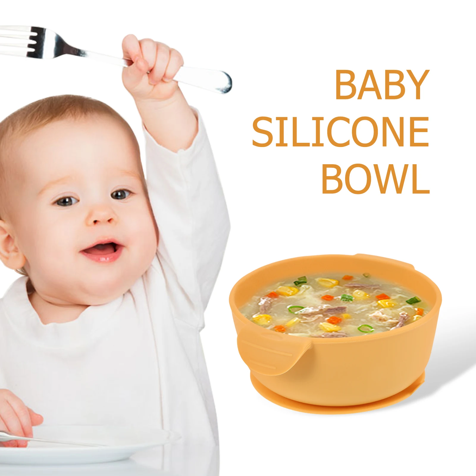 

Силиконовая детская миска на присоске с двойной ручкой, нескользящая миска для кормления, миски для кормления малышей, детские миски