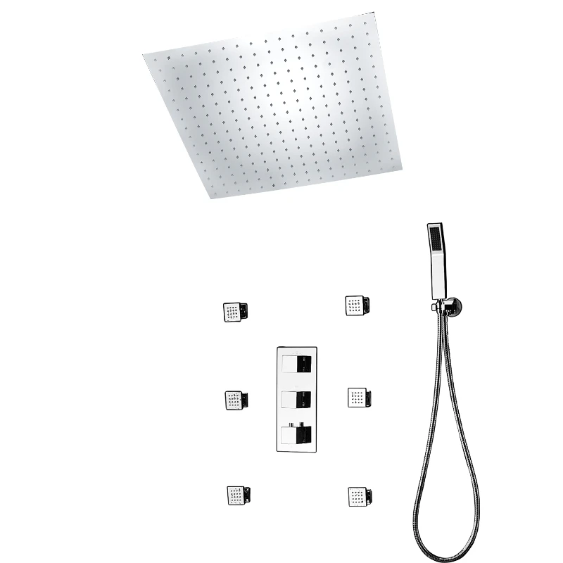 

Constant temperature 20-inch self-luminous LED concealed shower set with 6 2-inch massage side showers.