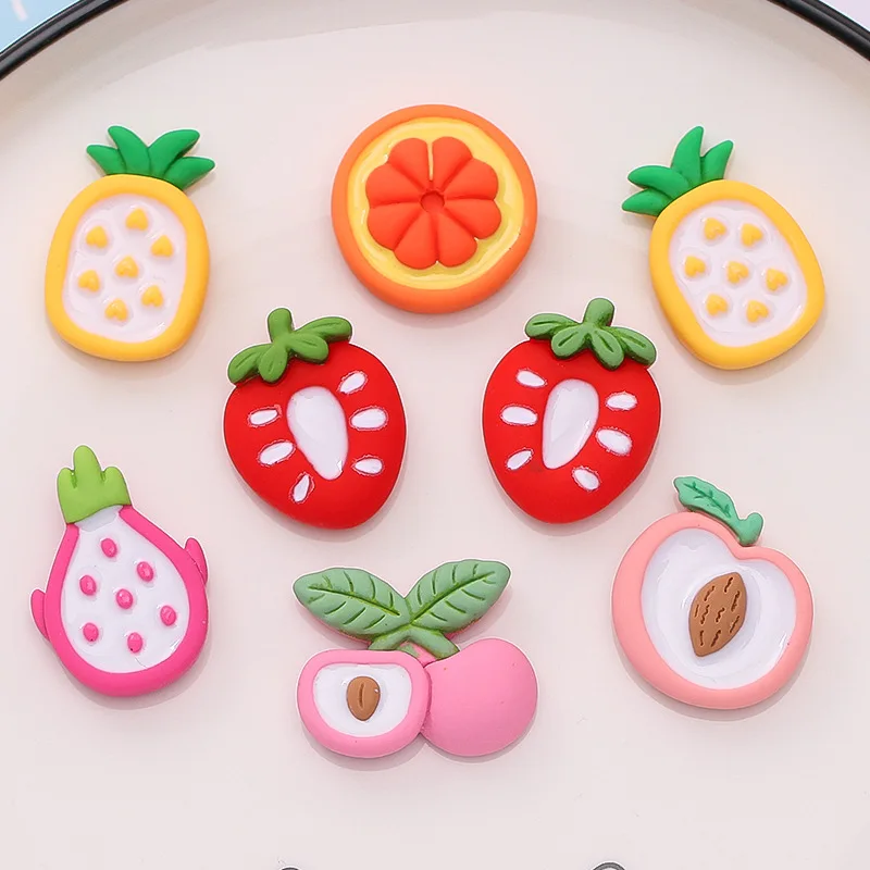 100pcs Resin Fruit Charms Mini Simulated Food Pendant Making jewelry DIY Earings Phone Case Decoration