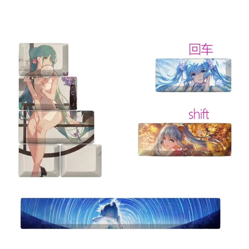 NEW Virtual Girl Theme Anime Keycap Mechanical Keyboard PBT Customized Cute Keycap PC Game Keyboard Accessories Gift Collection