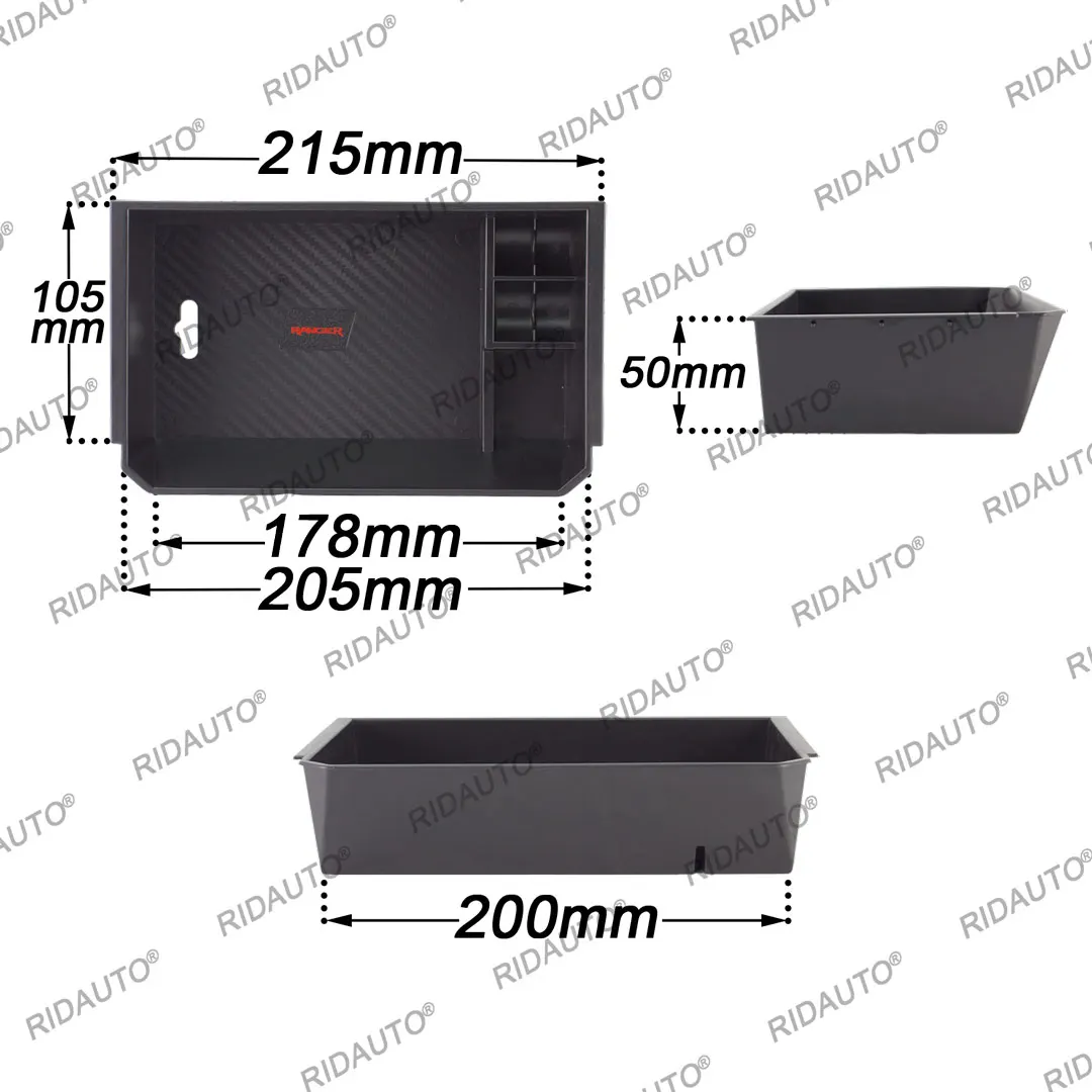 Center Console Tray Armrest Storage Box Holder with Tray For NEXT GEN FORD RANGER 2023 2024 RAPTOR WILDTRAK X SPORT XLT XLS XL