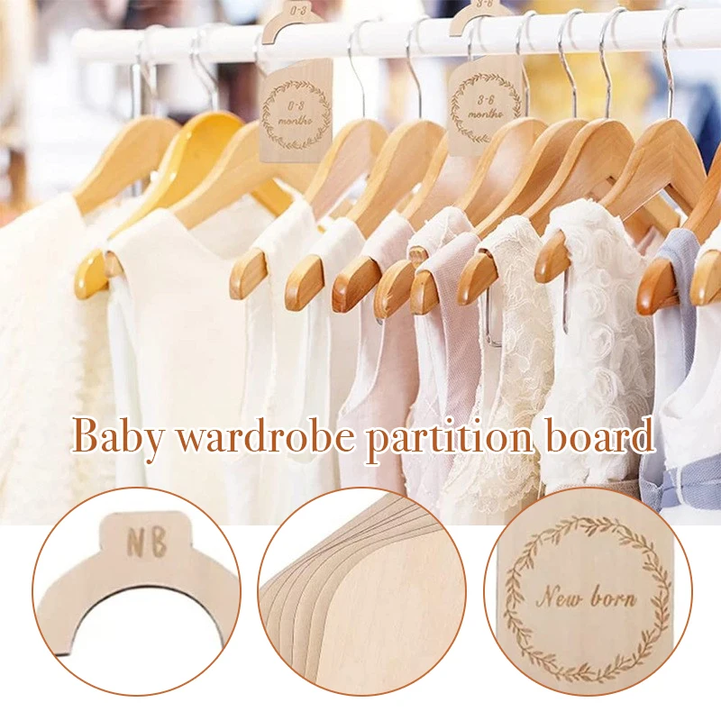 

7Pcs/Set Natural Wood Baby Closet Dividers Clothing Size Age Dividers Newborn Baby Clothes Size Hanger Organizer for Family Use