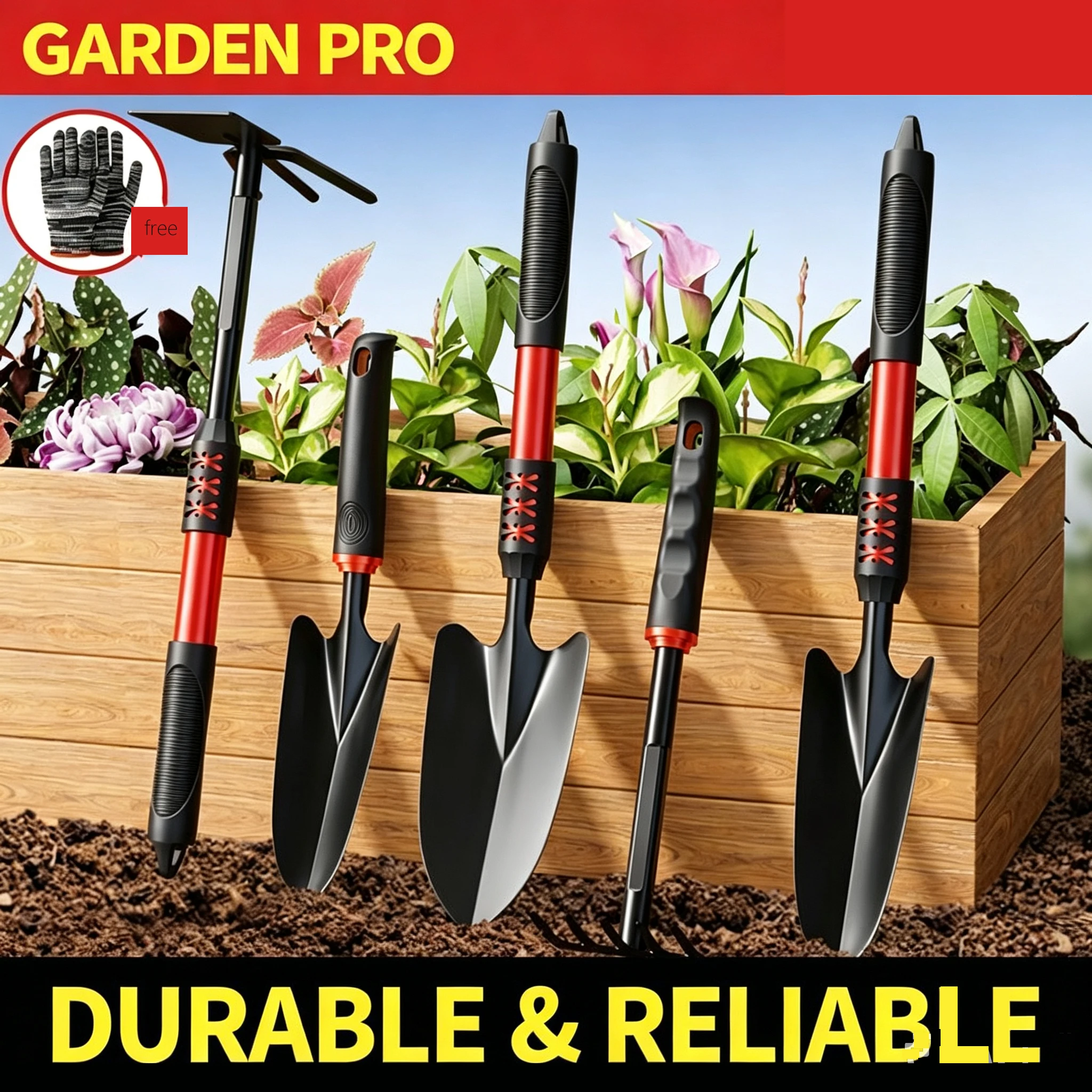 Carbon Steel Gardening Shovel Set Multi-Purpose for Home Planting Flower Vegetable Digging Beach Clamming Gold Panning
