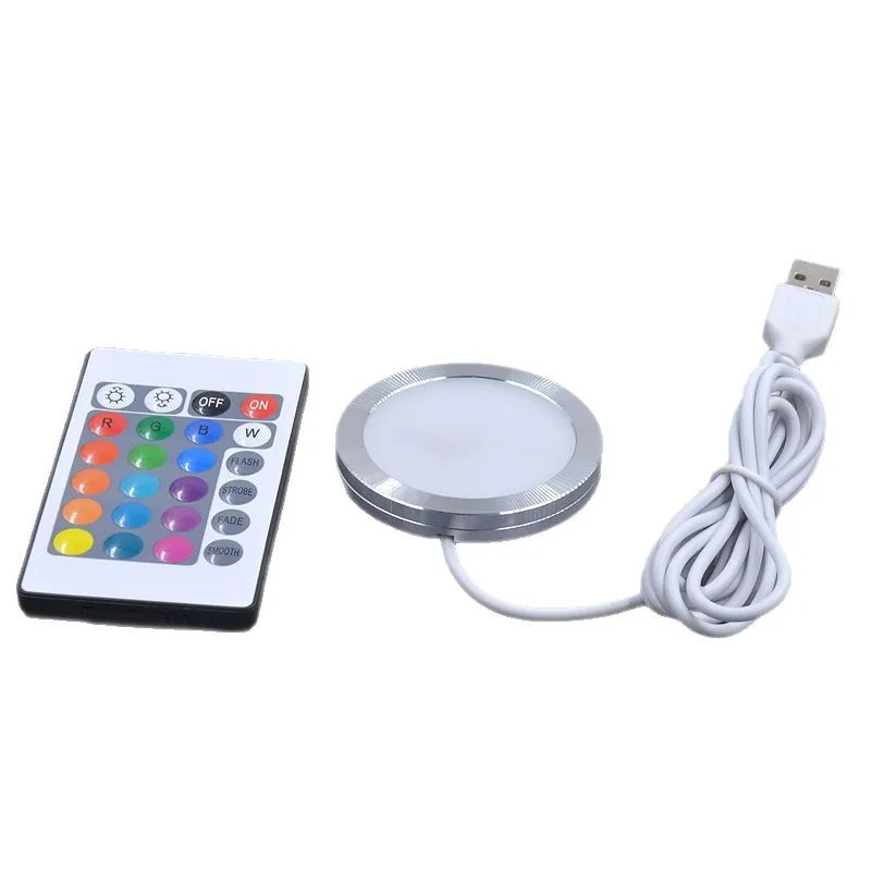 

USB 5V RGB Spotlight 3W Surface Installation Remote Controller LED Simple Ceiling Light Wine Cabinet Light Ultra Thin 8mm