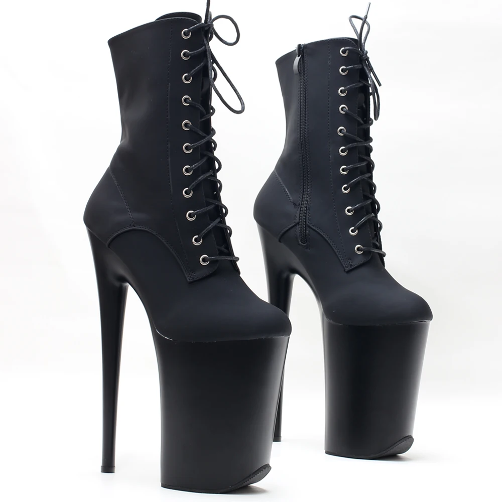 23CM Extreme High Heels Stripper Shoes Pole Dancing Lace Up Ankle Boot