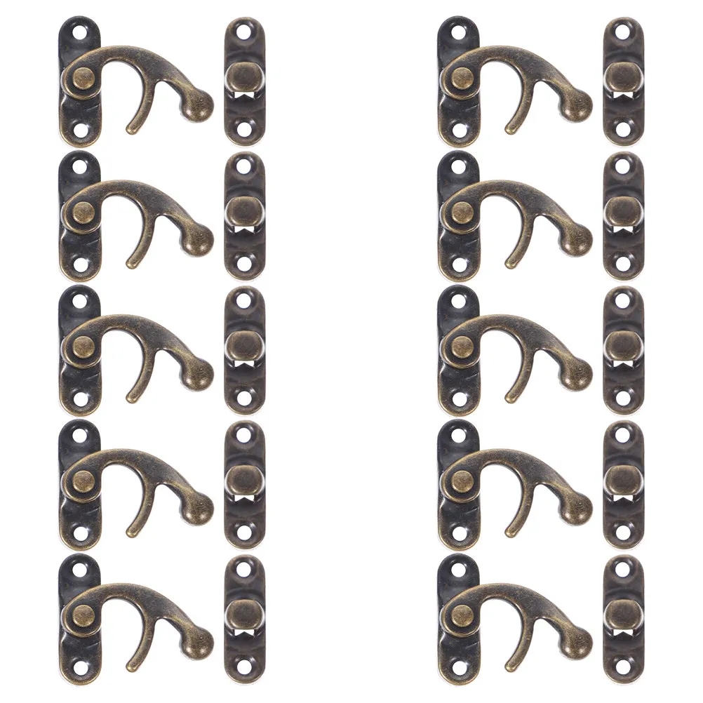 10Pcs Retro Horn Shaped Hasp Latch Clasp Lock Iron Vintage Jewelry Box Closure for Wooden Cabinet Tin Case Decorative Storage