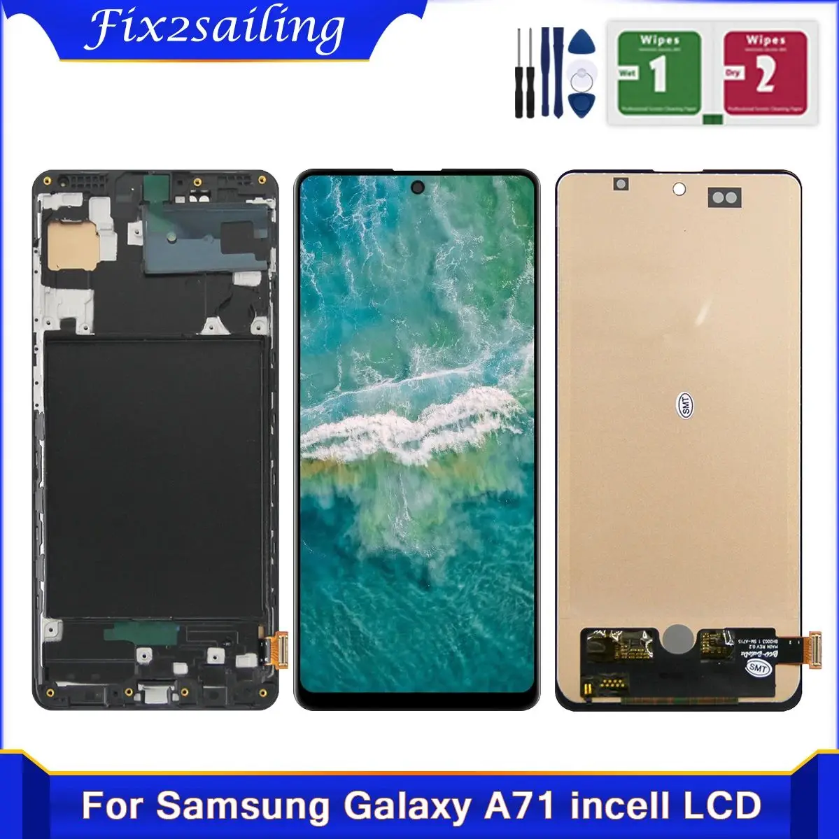 incell For Samsung A71 A715 A715F A715FD LCD Display Touch Screen Digitizer with Frame Assembly Replacement Phone Screen Parts