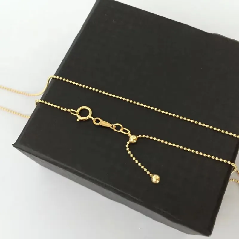 14K Goldfilled 22 Zoll Verstellbare 1mm Kugelkette mit Schiebeperle Minimalistischer Goldfilled Damenschmuck – Detail 7