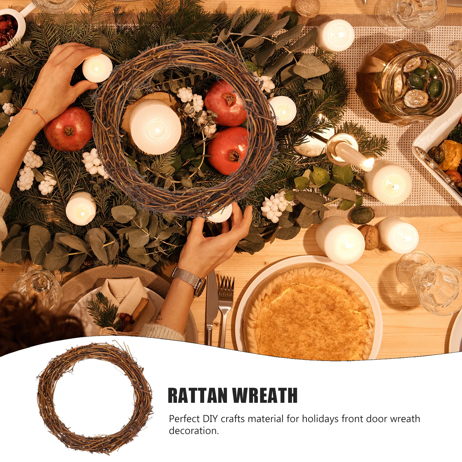 

5pcs Rattan Wreath 20cm Natural Vine Garland DIY Craft Rings Holiday Decoration Frame Dreamcatcher Material Festive Supplies