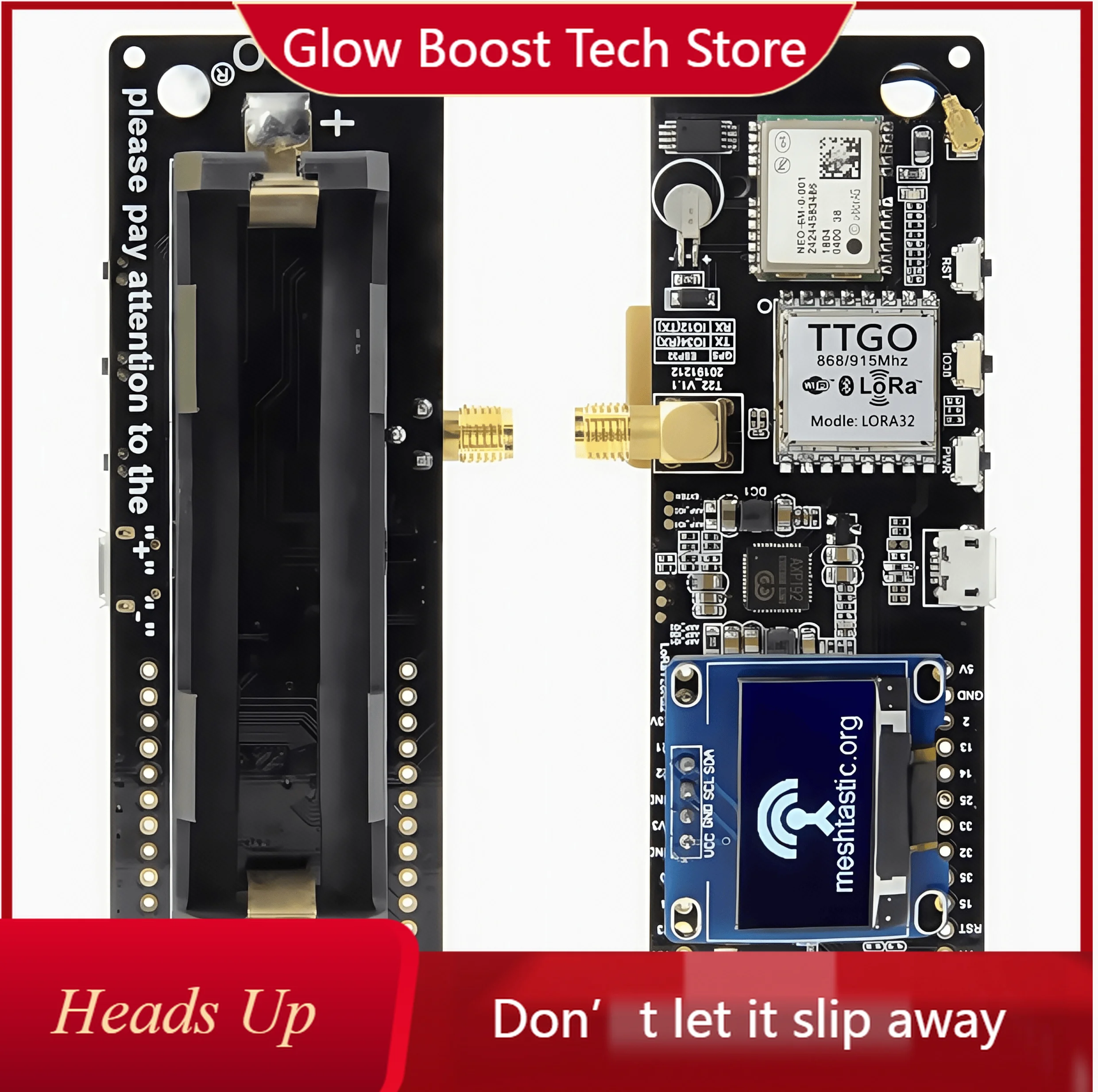 

NYLILYGO® TTGO Meshtastic T-Beam V1.2 ESP32 LoRa Development Board 433MHz 868MHz 915MHz 923MHz WiFi BLE GPS OLED Display AXP2101