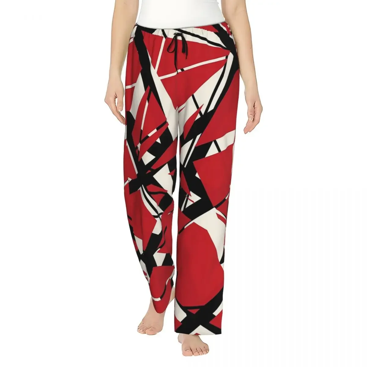 Custom EVH Authentic Stripes Design (red) Women Pajama Pants Lounge Sleep Sleepwear Bottoms with Pockets