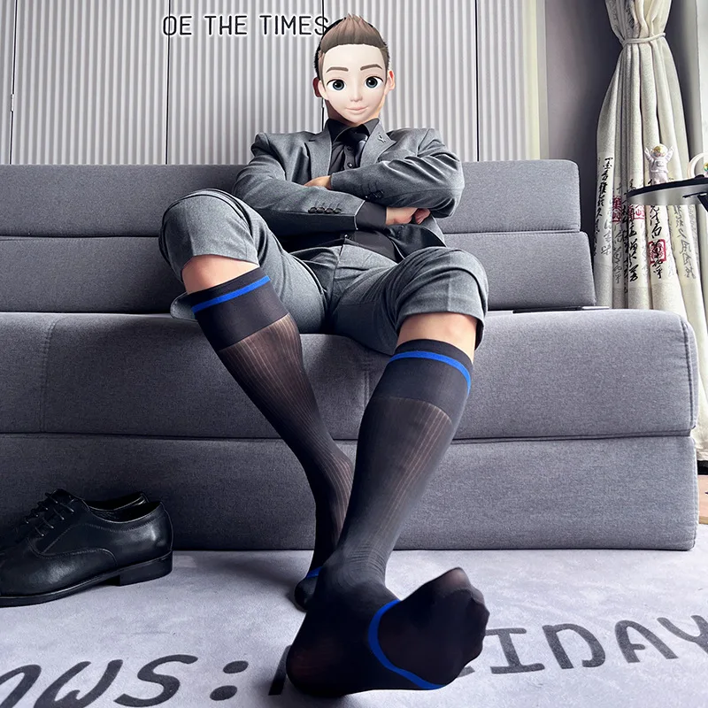 

1/3 пары летних деловых джентльменских длинных шелковых носков, новые дышащие полосатые сексуальные ультратонкие перспективные носки для костюма