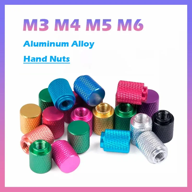 5Pcs M3 M4 M5 M6 Anodised Knurled Thumb Nut Hand Aluminum Alloy Hand Grip Knob Blind Hole Nuts