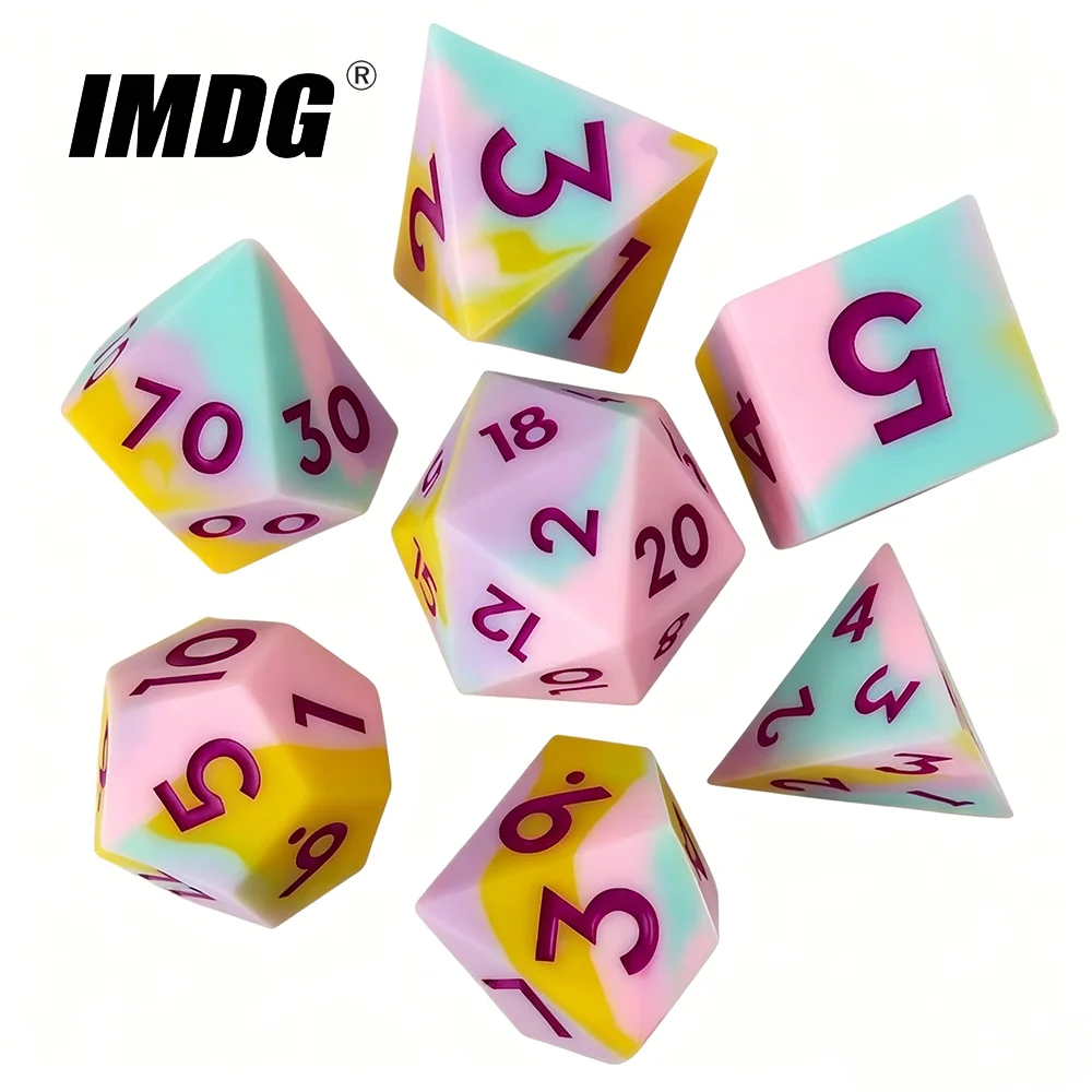 

7 Pcs/Set Colorfully Printed DND Dice Brand New Various Patterns Silicone Material