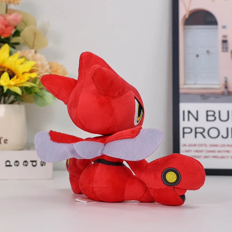 16cm rojo Scizor Pokemon juguetes de peluche muñeca de Anime lindo Kawaii Mantis Pokémon Plushie cumpleaños relleno regalo para niños Navidad