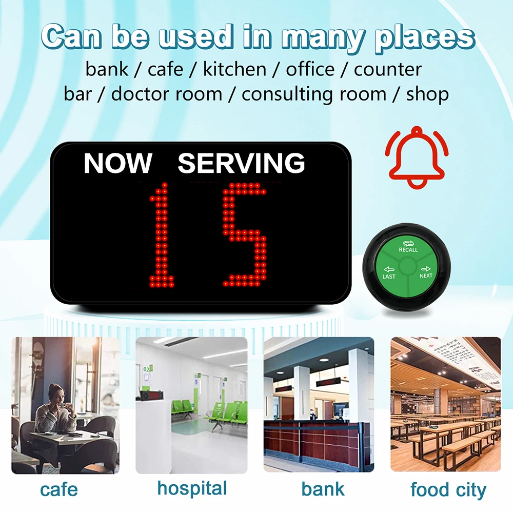 Take A Number System Queue Manage System with Queue Number Display and 2 pcs K-O2-NEXT Button