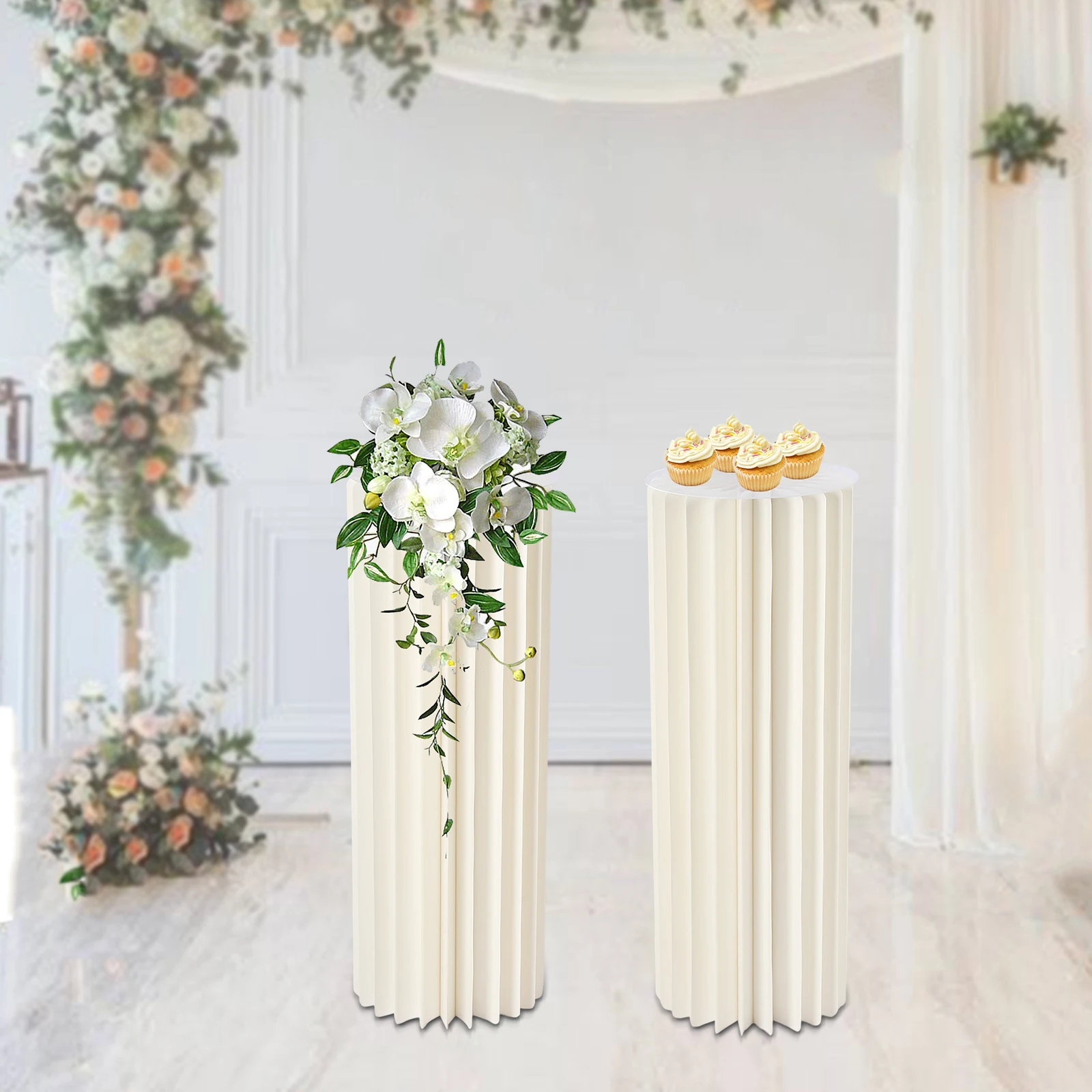 2 Pcs Flower Vase Flowers Stand Wedding Centerpieces White Vases Modern Reusable Stand Centerpieces Cardboard Vase for Party Ta