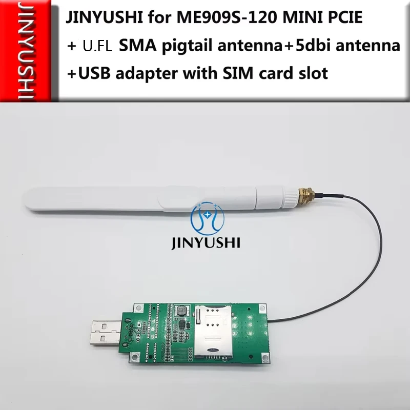 ME909S-120 MINI PCIE+U.FL SMA pigtail antenna+5dbi antenna+USB adapter with SIM Card Slot 4G FDD LTE 4G WCDMA GSM Support GPS