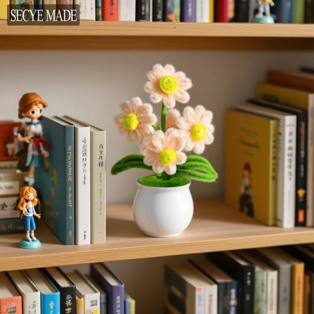 

Decorative Car Ornaments Mini Embroidered Ball Flower Bonsai Yellow Flower Simulation Flower Fake Flower Home Decoration L06