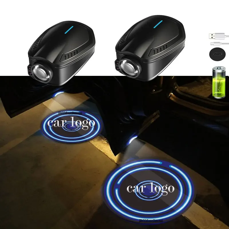 

customizable Led Car Logo Projector Light Welcome Door Lights Rechargeable Wireless Logo Ghost Shadow Car Laser Emblem Lamp Kits