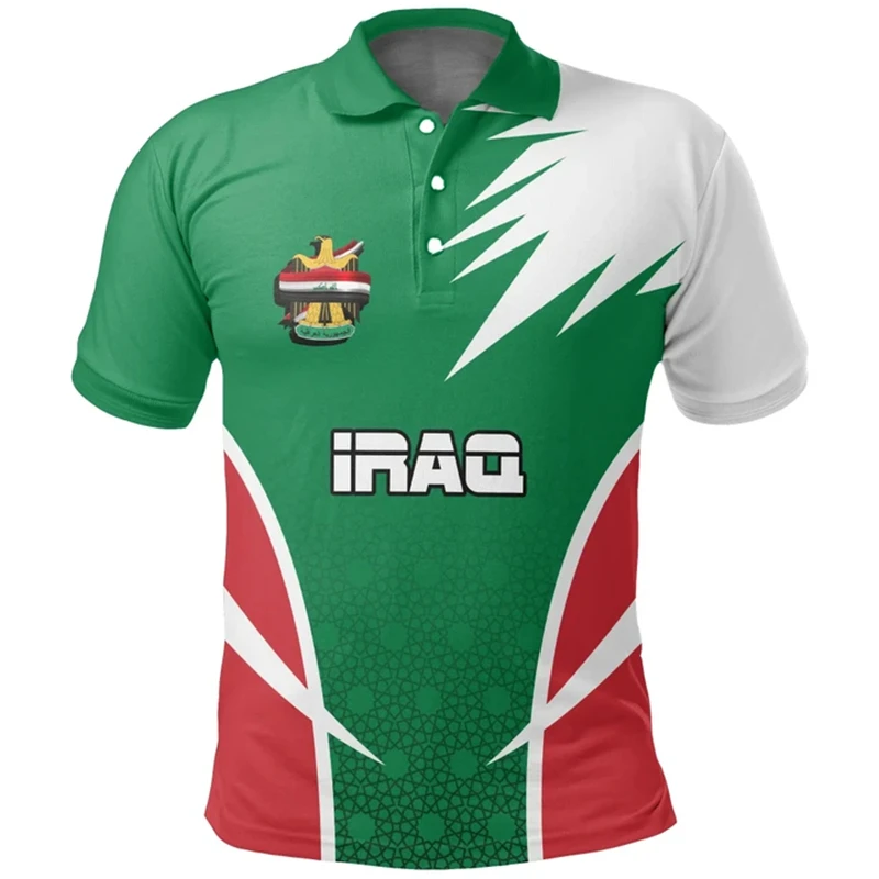 Iraq Flag New Design Polo Shirts Men's Fashion Shirt Male Daily Sports Running Polos Casual Oversized Breathable GYM Tees Tops