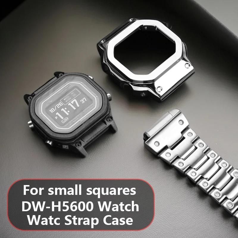 

Watch Set For CASIO 3516 DW-H5600 Small Square Watchband Modified Metal Case Men Stainless Steel Watch Strap DWH5600 Accessories