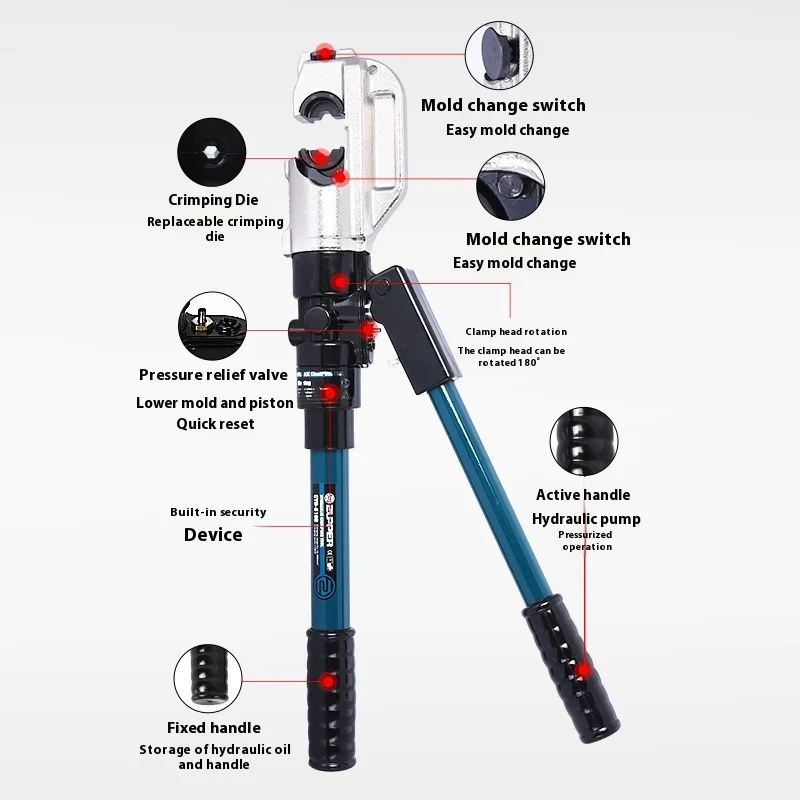 

Integral Manual Hydraulic Crimping Pliers for Copper and Aluminum Terminals, Cable Crimping Pliers, Electrical Tools
