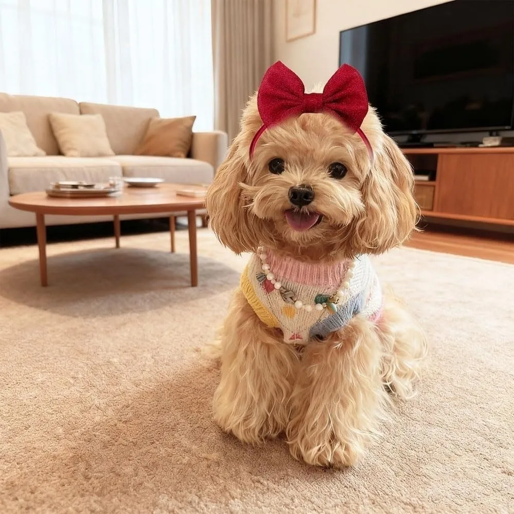 Easy Wear Cloth Dog Hair Bow Headbands Hair Band Colorful Pet Hair Bows Dog Grooming Accessory Bowknot Pet Costumes for Puppy