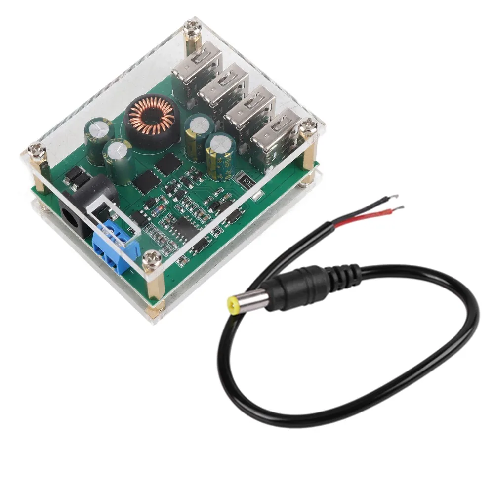 

Понижающий преобразователь постоянного тока от 7‐60 В до 5 В, ток 5 А, 4 порта USB, понижающий преобразователь напряжения, модуль питания, электронные проекты