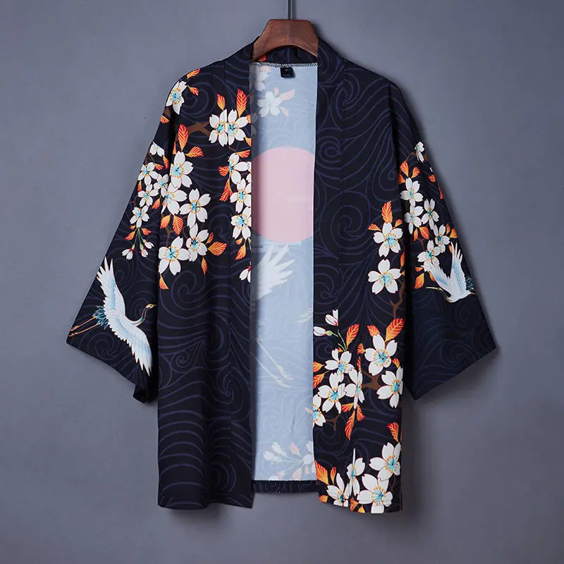 Japanese Kimono Traditional Harajuku Kimono Cardigan Men Summer Beach Yukata Man Japanese Streetwear Asian Clothes Haori