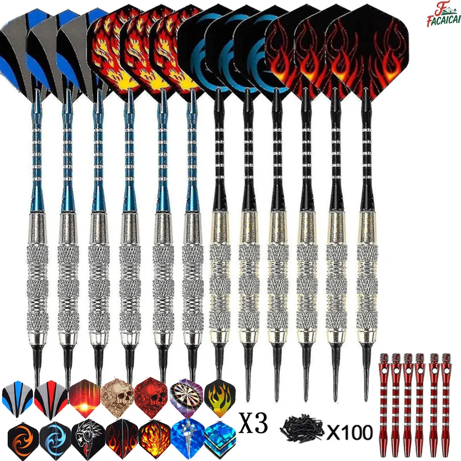 

12pcs Soft Tip Darts Set for Electronic Dart Board with Aluminum Shafts, Plastic Tip Darts for Home&League Use