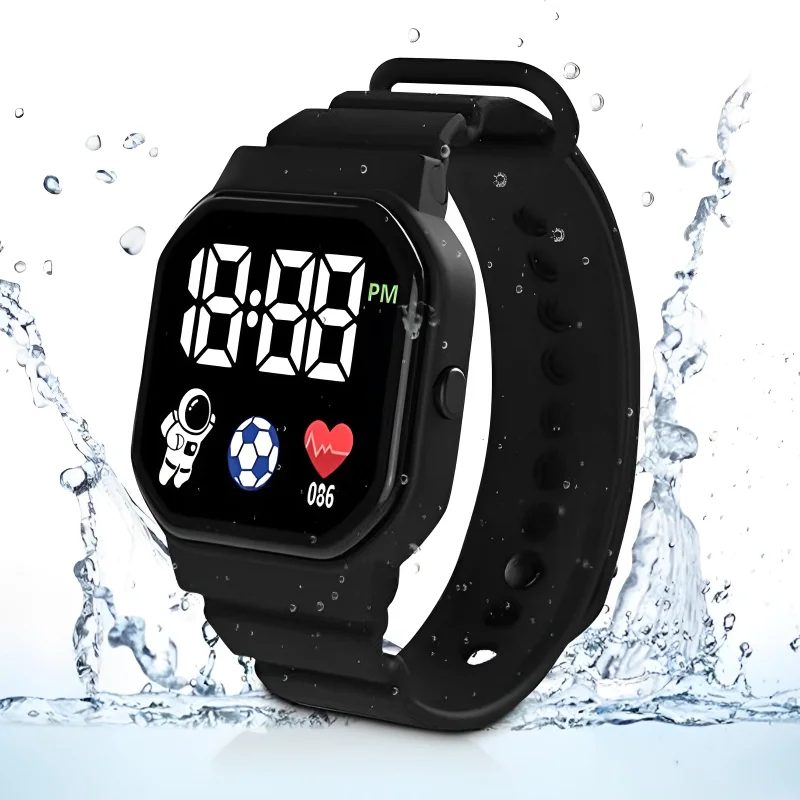 LED Digital Wristwatches Watch for Boy Girl Sports Waterproof Watches Silicone Strap Electronic Watch Multifunction Smart Clock