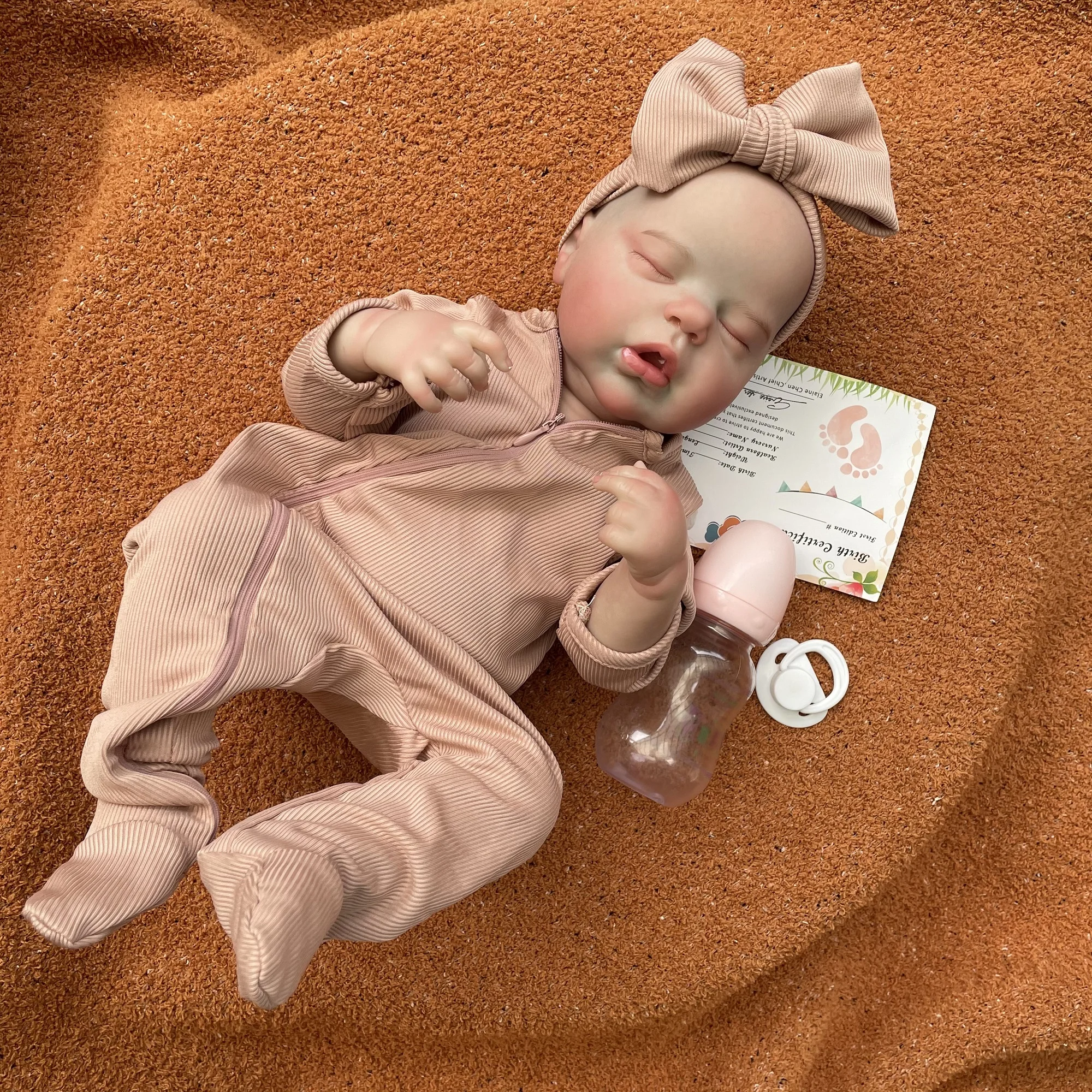 47cm Washable Cuddly Bebe Reborn Girl With 3D Painted Skin Handmade Full Body Vinyl Doll Lifelike Newborn Baby Doll