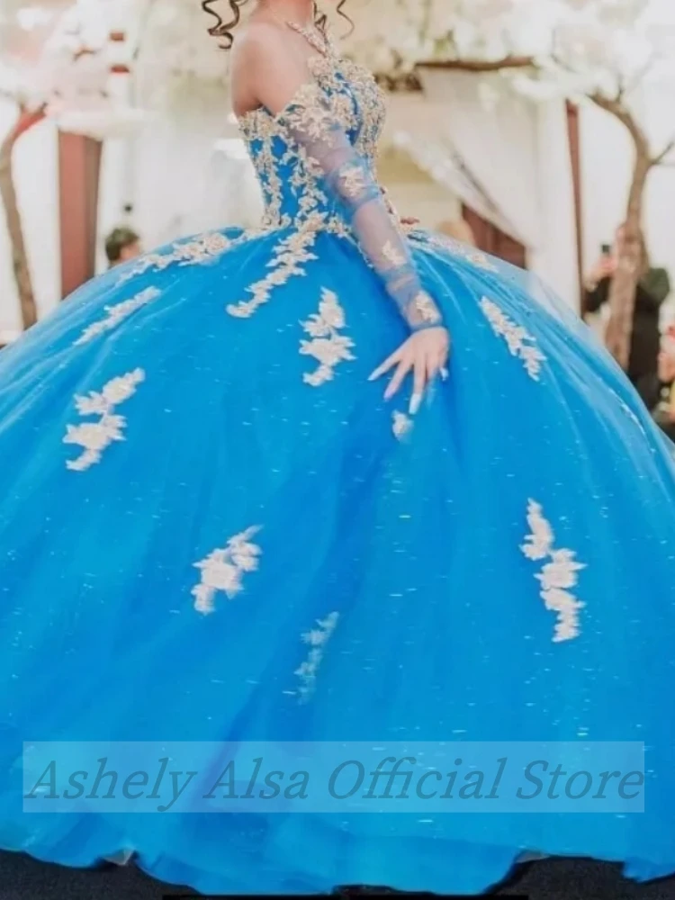 Vestido personalizado de princesa dulce 16 14 para quinceañeras, vestido de fiesta de graduación con apliques de encaje y hombros descubiertos para debutante de 15 anos